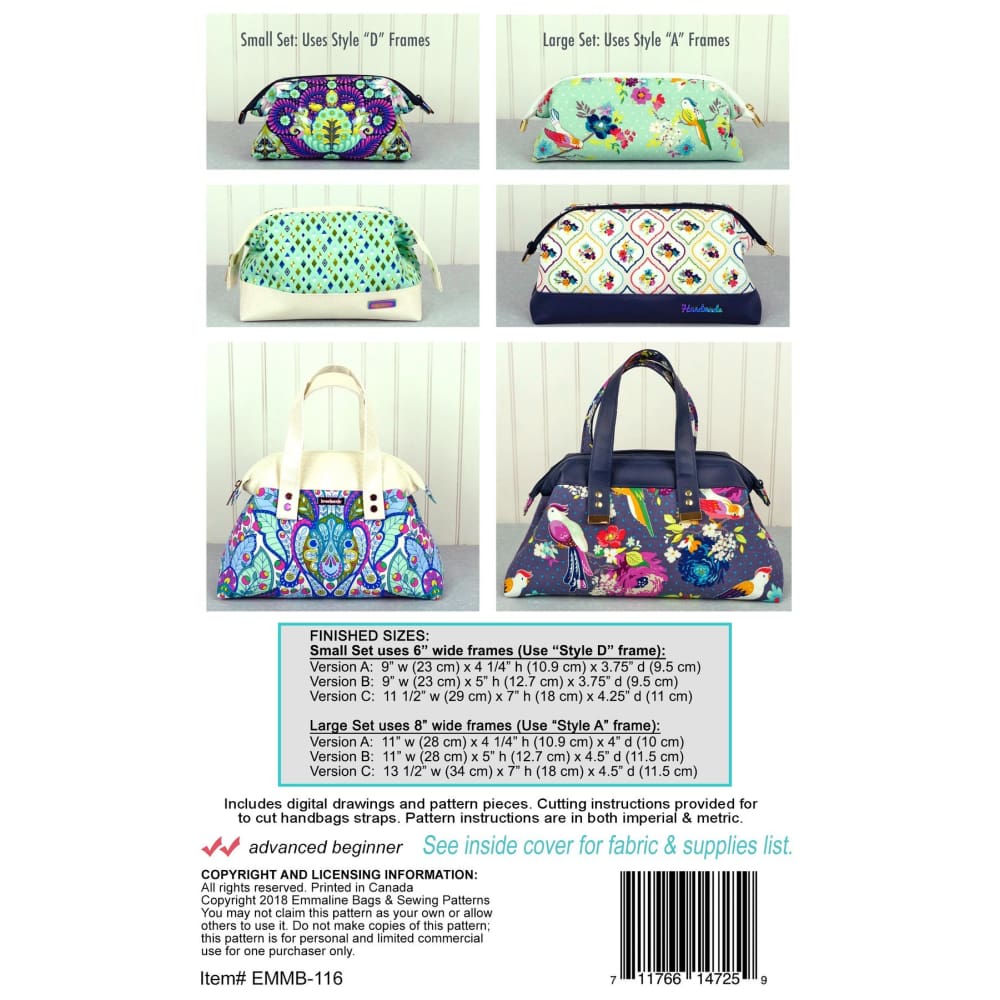 Sewing Pattern - Emmaline Bags - Trifecta Zip Bag Sewing Pattern