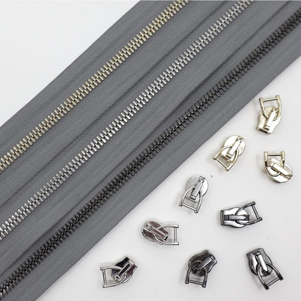 Zippers - Metal Zippers #5 By The Yard - Grey